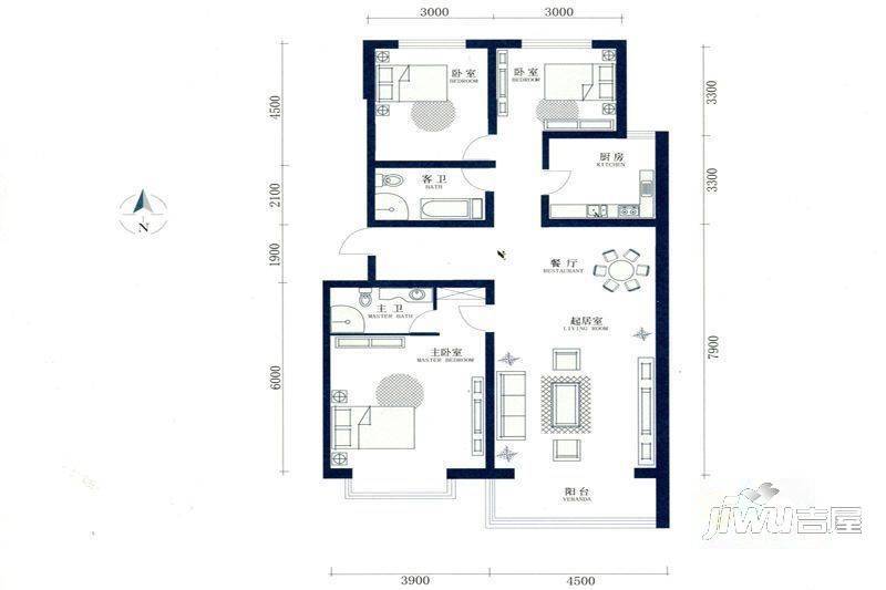 巨海城一区4室2厅2卫户型图