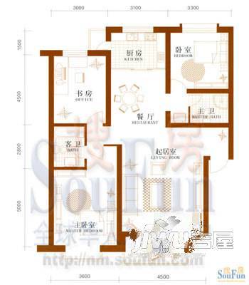 巴黎广场3室2厅2卫154㎡户型图