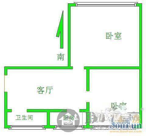 景观小区2室2厅1卫95㎡户型图