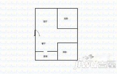 景观小区2室2厅1卫95㎡户型图