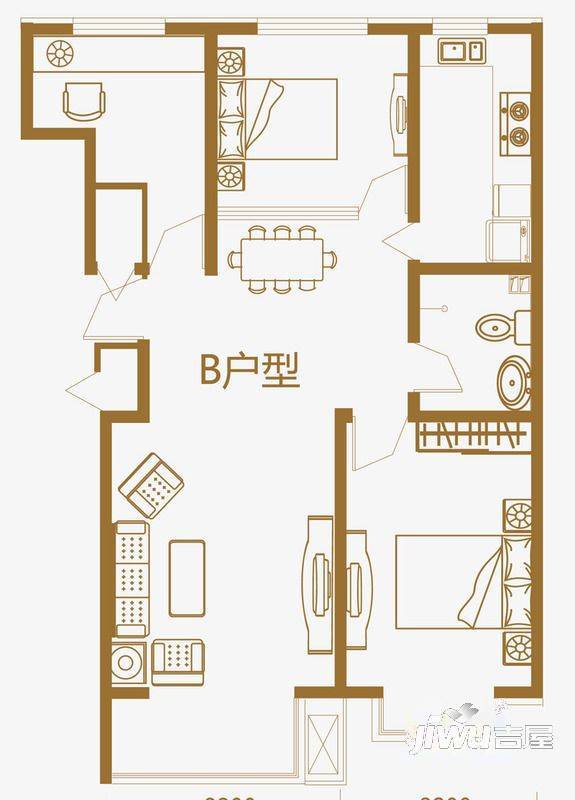 乌兰住宅小区2室2厅1卫户型图