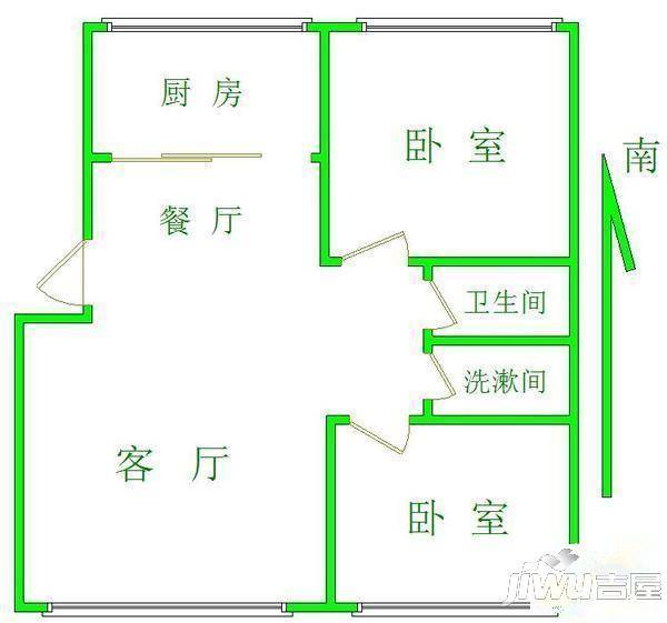 工行大院3室1厅1卫户型图