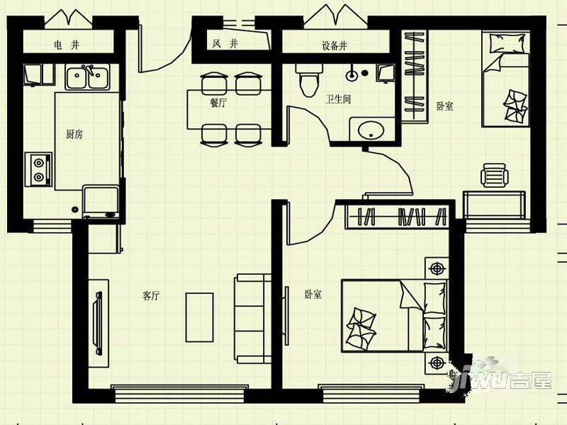 金都小区3室2厅2卫户型图