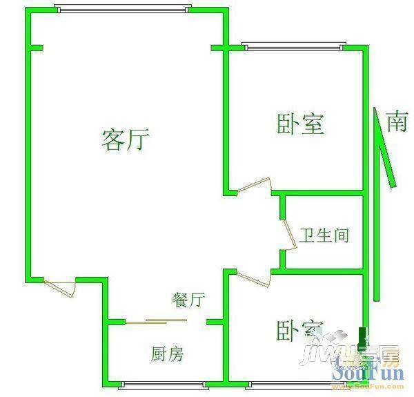 绿色家园3室1厅1卫户型图