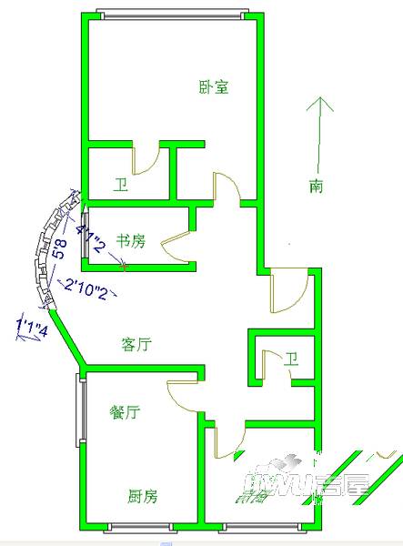 桥华世纪村居华园4室2厅2卫户型图