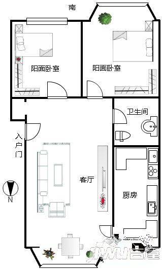 御景苑2室1厅1卫户型图