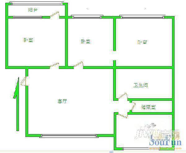 邮电家属楼2室1厅1卫户型图