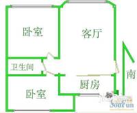 歌舞剧院家属楼2室2厅1卫户型图