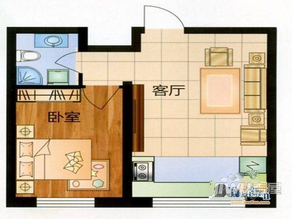 金川电力开发区住宅楼3室2厅1卫77㎡户型图