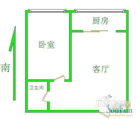 金川电力开发区住宅楼3室2厅1卫77㎡户型图