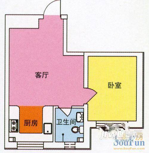 九州公寓1室1厅1卫户型图