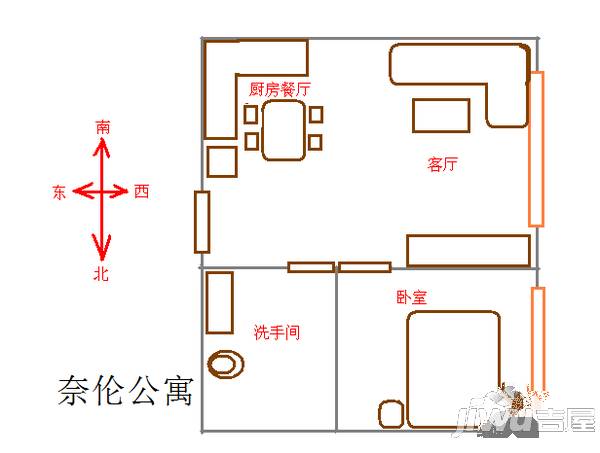奈伦公寓1室0厅0卫户型图