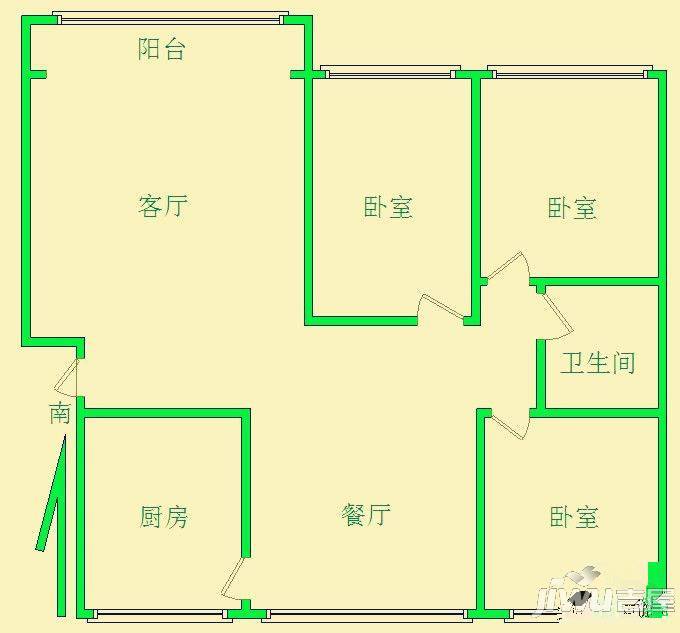 长城住宅小区3室2厅0卫户型图