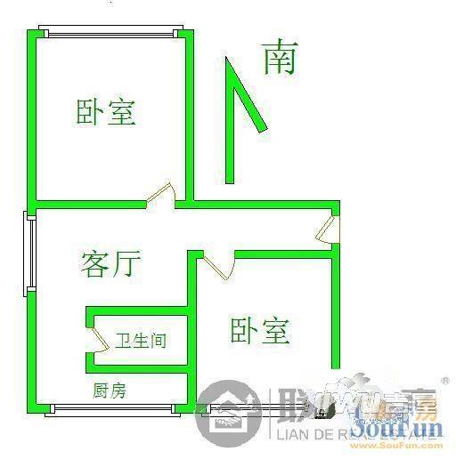 鸿博花园2室2厅1卫户型图