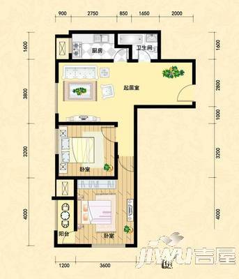 县府佳佳园2室1厅1卫76㎡户型图