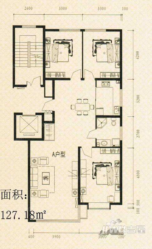 公园世家1室1厅1卫71.3㎡户型图