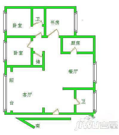 人和小区3室2厅2卫162㎡户型图