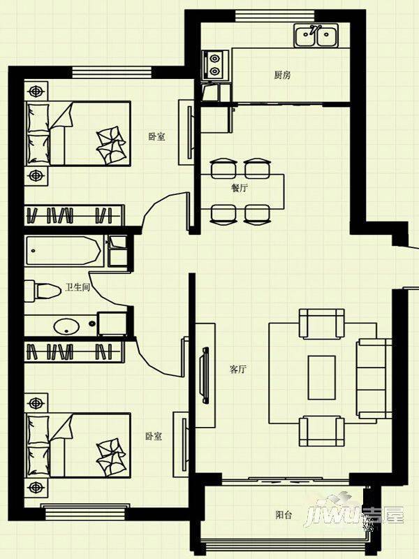 怡和家园2室2厅1卫户型图