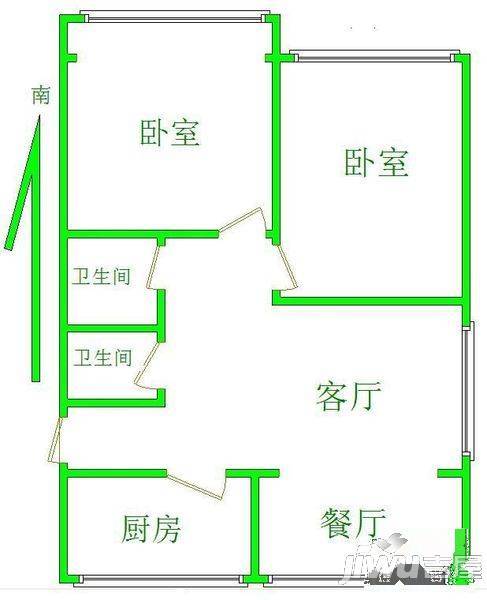 芳汀花园1室1厅1卫50㎡户型图