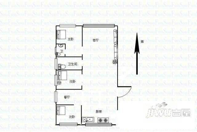 恩和家园2室2厅2卫122.8㎡户型图