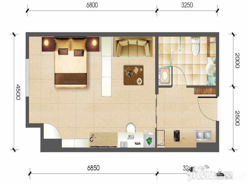 金宇国际写字楼1室1厅1卫58.5㎡户型图