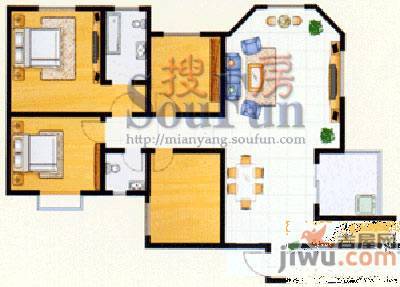 恒信花园3室2厅2卫106㎡户型图