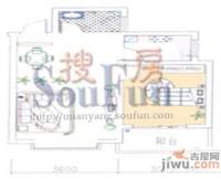 凯丽滨江1室1厅1卫51.7㎡户型图