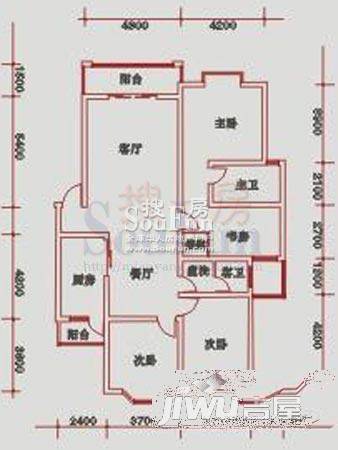 建工锦绣丽苑3室2厅2卫112.4㎡户型图