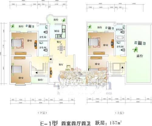 中房阳光水岸3室3厅2卫123.3㎡户型图