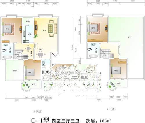 中房阳光水岸3室3厅2卫123.3㎡户型图