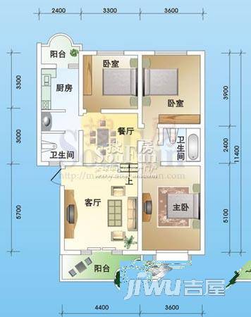 中房阳光水岸3室2厅2卫117㎡户型图