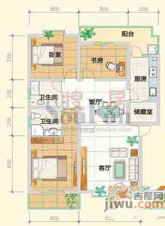 兴发城东逸景3室2厅2卫111.7㎡户型图