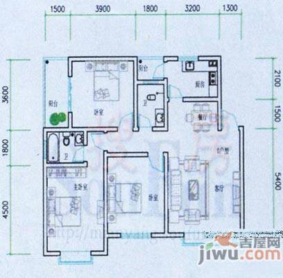 隆盛馨领域1室2厅1卫60.5㎡户型图