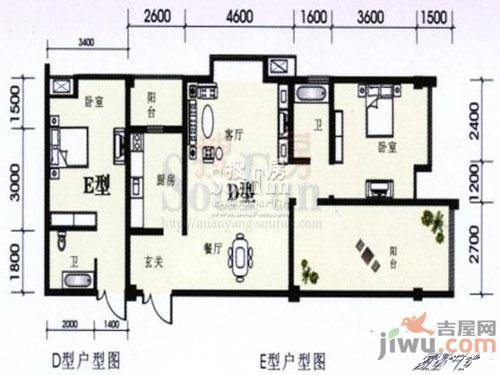 福星都市时尚2室2厅2卫112㎡户型图