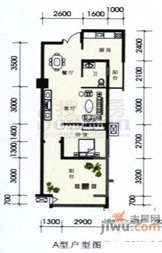 福星都市时尚1室2厅1卫62㎡户型图