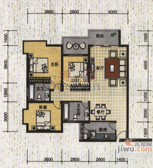 阳光曼哈顿3室2厅2卫116㎡户型图