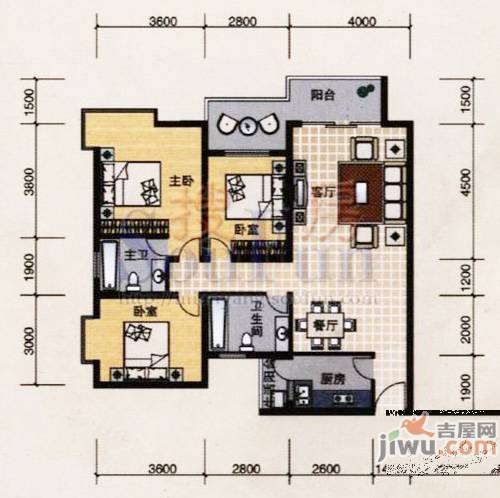 阳光曼哈顿3室2厅2卫116㎡户型图