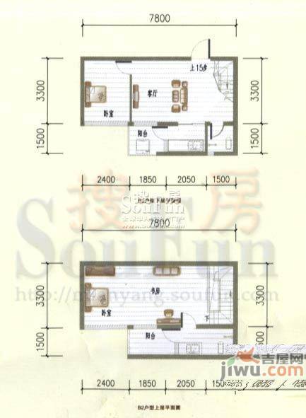 翰林尚城2室2厅2卫79.3㎡户型图