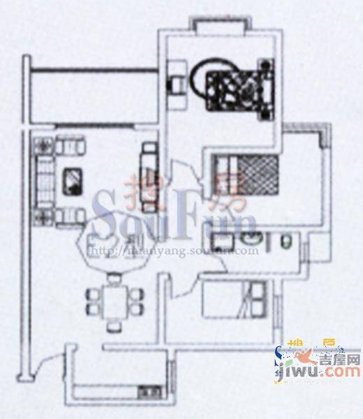 滨江名都3室2厅1卫107.5㎡户型图