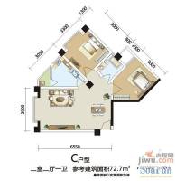 芙蓉金座2室2厅1卫72.7㎡户型图