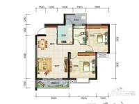 御景名城2室2厅1卫77.5㎡户型图