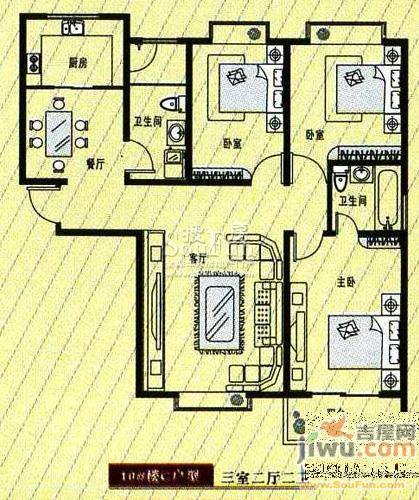 地久城尚城3室2厅1卫户型图