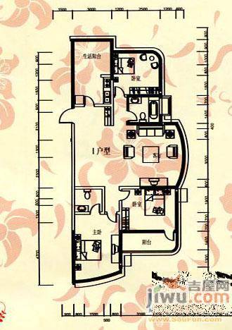 元华国际城市公寓3室2厅2卫户型图