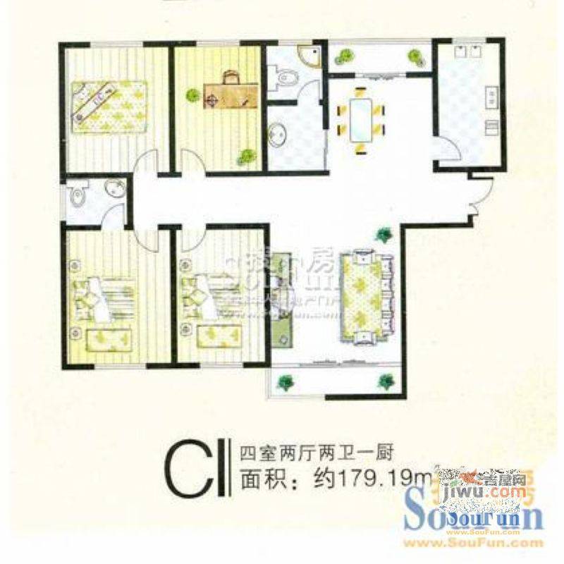 民馨苑4室2厅2卫179.2㎡户型图