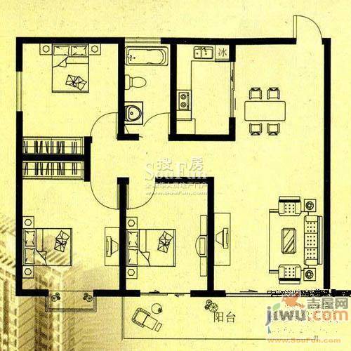 河洛文化渡假村4室2厅2卫166㎡户型图