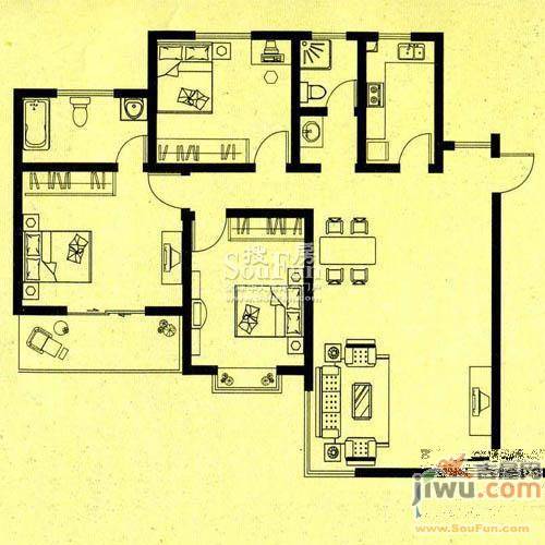 河洛文化渡假村4室2厅2卫166㎡户型图