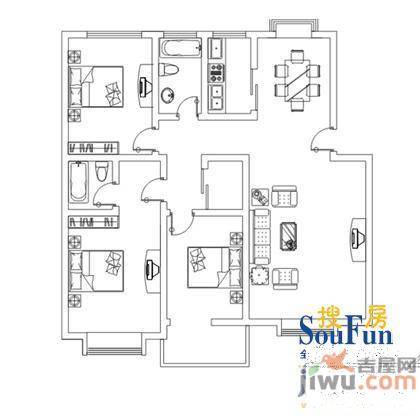 奥阳康城3室2厅0卫135.2㎡户型图