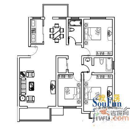 奥阳康城3室2厅0卫135.2㎡户型图