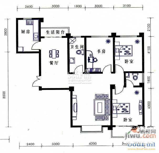 中侨铭秀1室1厅1卫户型图