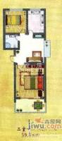 政达甘泉园2室1厅1卫50.7㎡户型图